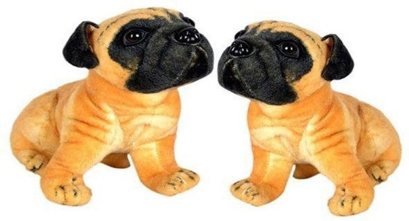 VRV Soft toy Pug Dog 20 cm (set of 2) - 20 cm  (Brown)