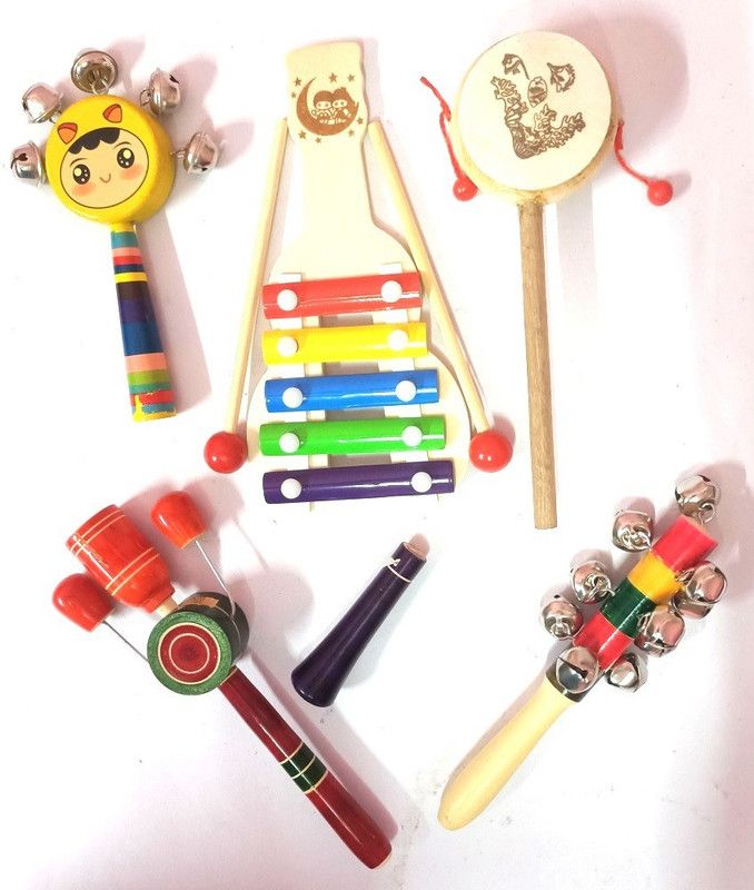 Toys Ka Story Wooden Eco-Friendly 6 toddler baby Rattles suitable for kids Rattle  (Multicolor)