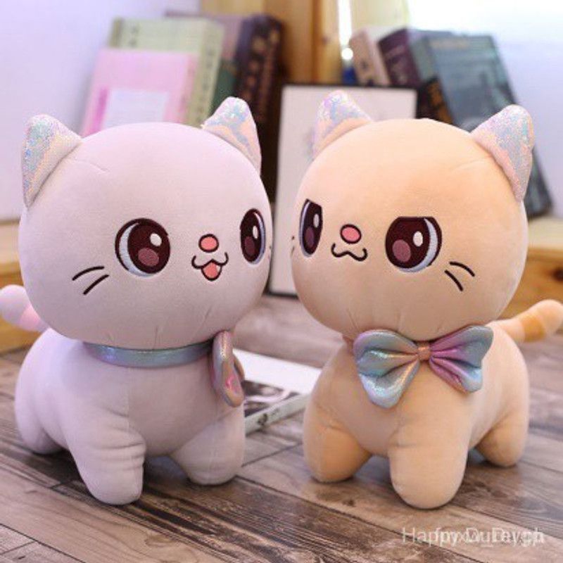 Bachcha Party Bow Cat Stuffed Toy - 28 cm  (Multicolor)