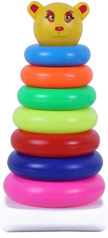 Galactic Teddy 7 Ring Teddy Rings with Smiley Stacking Play Set (Multicolour)  (Multicolor)
