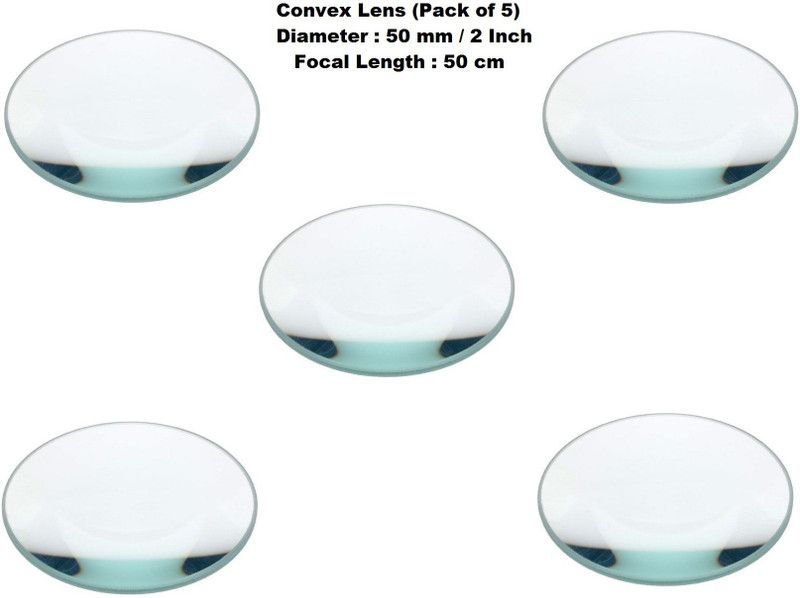 ERH India (Pack of 5) Convex Lens (Diameter-50 mm) (Focal Length 50 cm) for DIY Science Experiments and Projects Kits  (White)