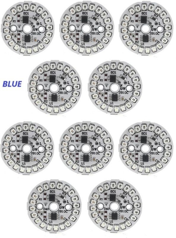ROOPREKHA ENTERPRISES E 10 Pcs 9 Watt Blue Color Led Bulb DOB Raw Material BLUE Light Light Electronic Hobby Kit