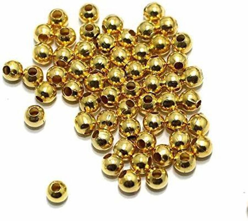 Crafto Gold Metal Balls Findings for Jewellery Making and Crafts Work, Size : 4mm, Pack of 100 Gm