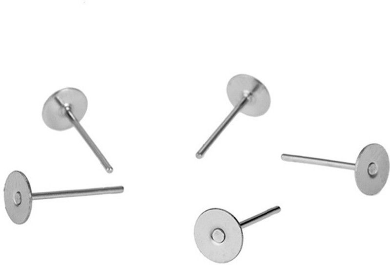 Crafts Haveli Quilling And Jewellery Making Acessories Earring Stud Pin - Silver ( 50 Pc )