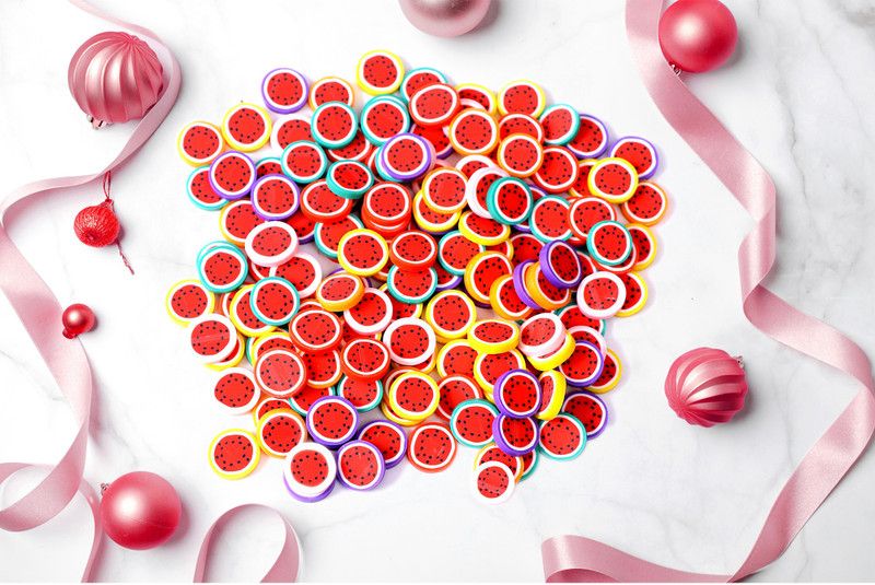 Shivarth Printed Watermelon Pastable Beads Jewellery Making Bag Decoration (100pcs 10MM)