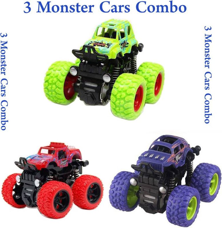 singhtoy Monster Truck Cars,Push and Go Toy Trucks Friction Powered Cars 4 Wheel Drive Vehicles for Toddlers Children Boys Girls Kids Gift (Pack of 3)  (Multicolor, Pack of: 3)