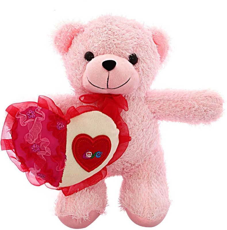 DEALbindaas Skoda Bear with Heart Valentine Cute Soft Toy - 30 cm  (Pink)