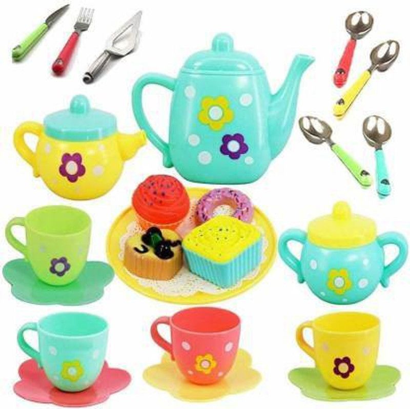 JVTS tea set tea party pretend playset for kids, teapot play set pretend play set girls kitchen toy teapot gift for toddler kids children boys girls
