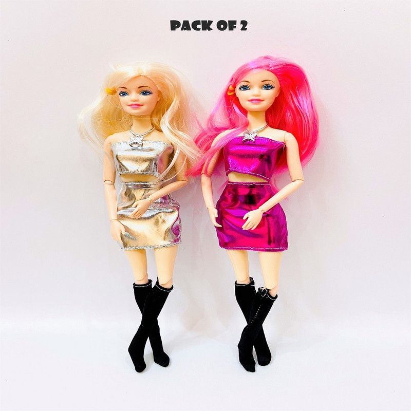 toyprofessor Charm Durable Fashion Doll for Girls, Hand & Legs Movable, Doll Toy for Kids 31Cm [Age-1+] (Pack of 2) (Multicolour)  (Multicolor)