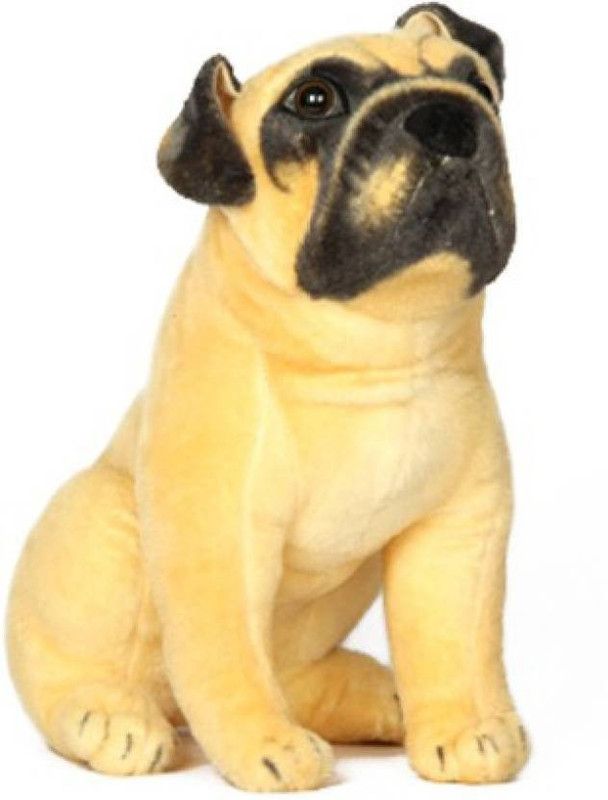 CraftSmith Soft Toy Stuffed Pug Sitting Dog - 40 cm  (Black, White, Brown, Multicolor)