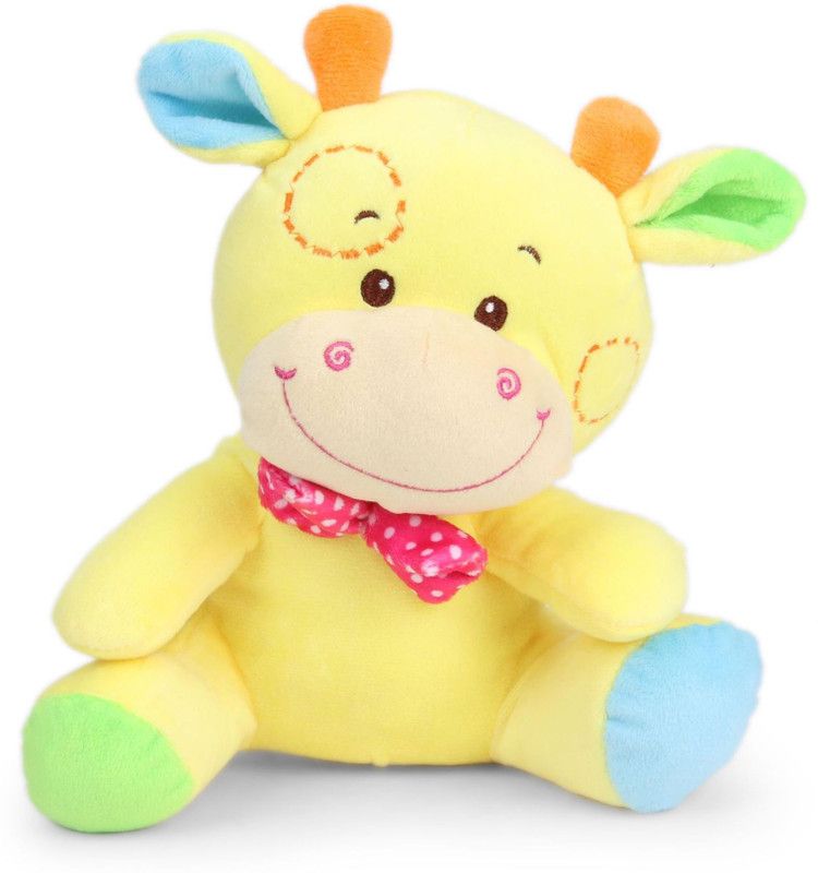 My Baby Excels Giraffe Plush Yellow Colour with Pink Bow 20 cm - 20 cm  (Multicolor)