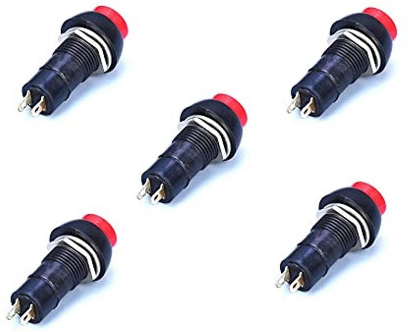 ERH India (Pack of 5 ) Push ON Push OFF Switch Button AC DC 2 Pin ON-OFF Latching Push Button Switch for Bike, Car, DIY Electronic Project Alternative Energy Electronic Hobby Kit