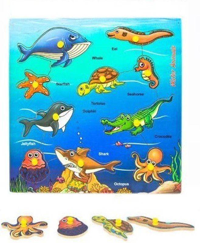 Haulsale Durable Under Water Animal Jigsaw Puzzle Board for Kids (10 Pieces)  (Multicolor)