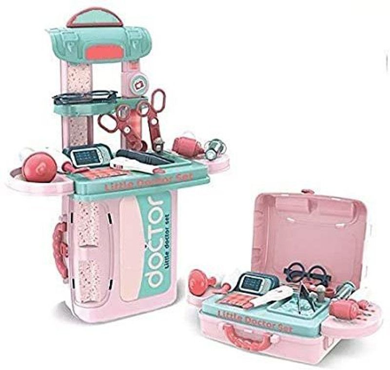 VRUX 3 in 1 Royal Doctor Set Pretend Play Learning Educational Medical Toy Tool with Portable Medical Clinic Suitcase & Equipment