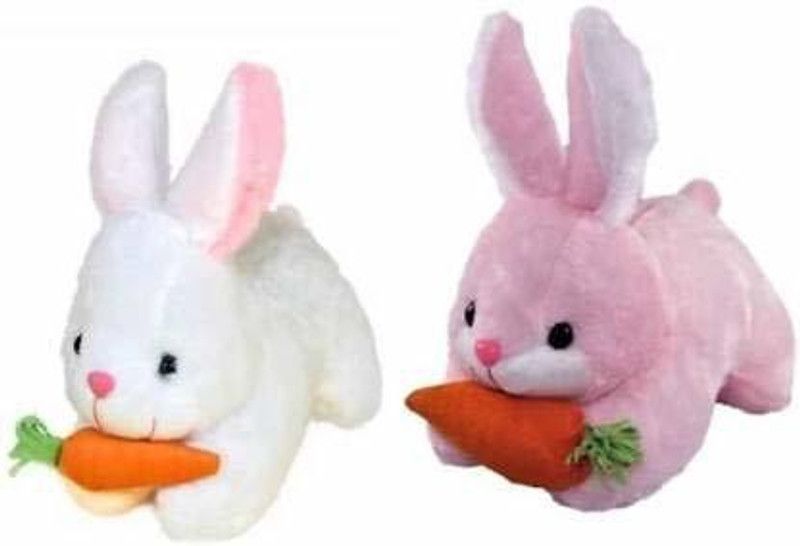 Bakku Toys Teddy bear soft toys set off 2 kids and girls Rabbit white and pink - 25 cm  (Multicolor)
