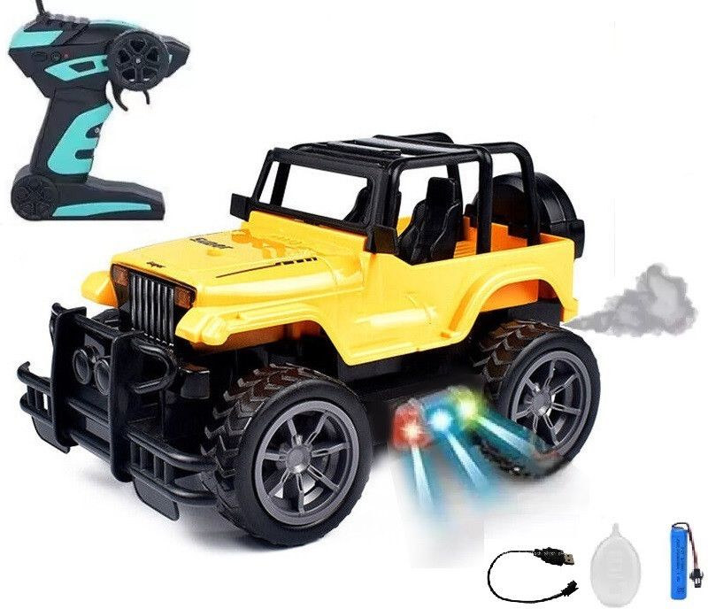 IndusBay RC Remote Control Rock Crawler Smoke Jeep Off Road Monster Truck Gypsy  (Yellow)