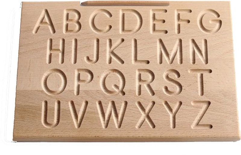 Toyvala Latest Montessori English Alphabet Wooden Tracing Board - Capital/Uppercase Letters - Montessori English Learning/ Wooden Montessori Learning Skills and Writing Practice  (Beige)