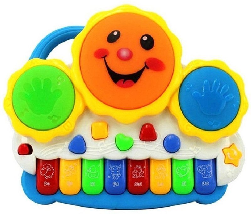 Skstore Drum Keyboard Musical Toys with Flashing Lights, Animal Sounds and Songs, Multi Color  (Multicolor)