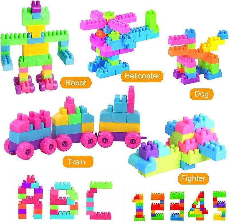 HRK 100 pcs Blocks for Kids,Train Blocks Puzzles Games Bricks Toys game  (Multicolor)