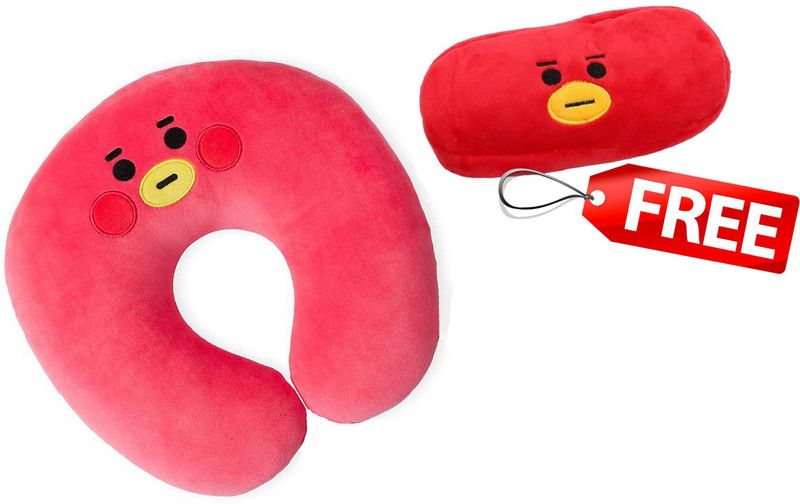 GIFTER'S ATTRACTIVE BTS21 Character Plush Tata Pillow Soft (Tata)- WASHABLE (FREE POUCH) - 30 cm  (Red)