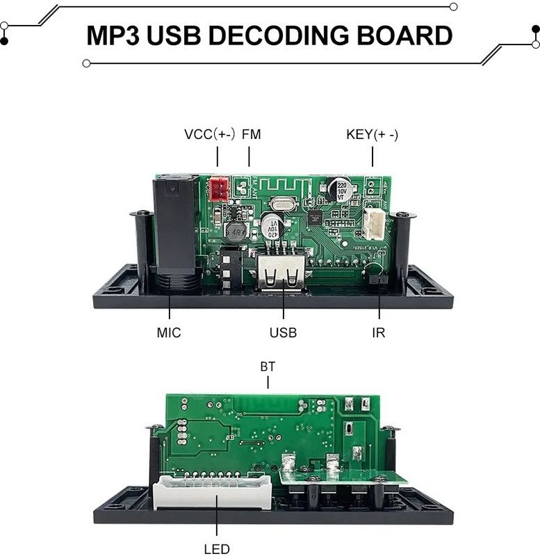 SG Flash HIGH Quality Bluetooth TF USB FM MIC AUX MP3 Player 5V 12V Decoding Electronic Components Electronic Hobby Kit