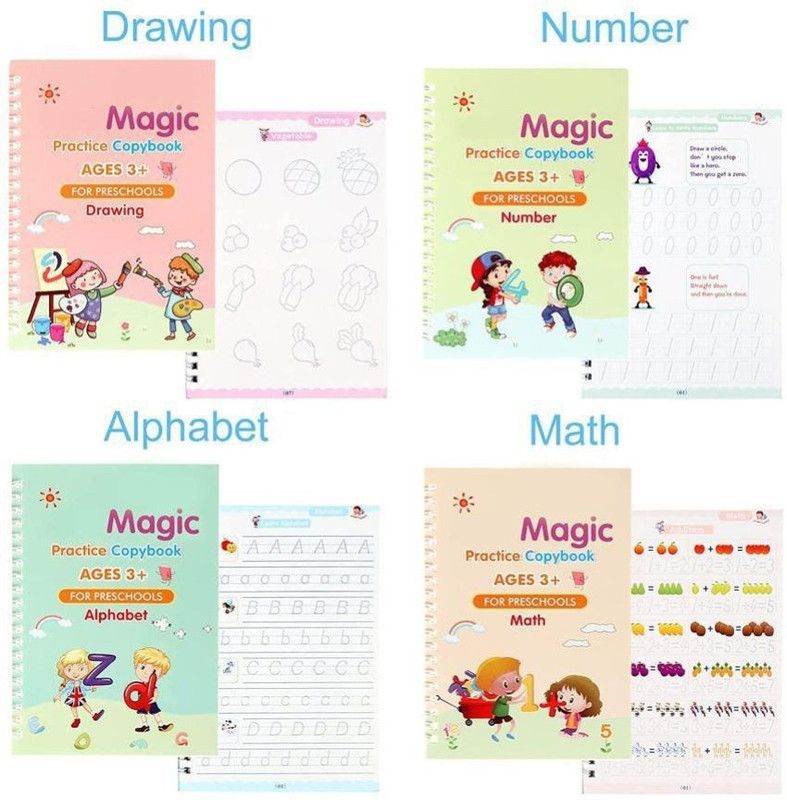 ALORNOR MAGIC PRACTICE COPYBOOK Number Tracing Book for Preschoolers with Pen, Magic  (Multicolor)