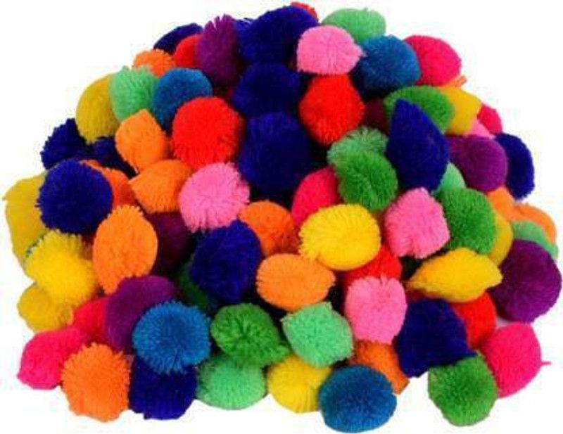 Crafto Pom Pom Balls for Crafts, Decorations, Jewellery Making, Accessories, Bags - Pack of 100 - Multi