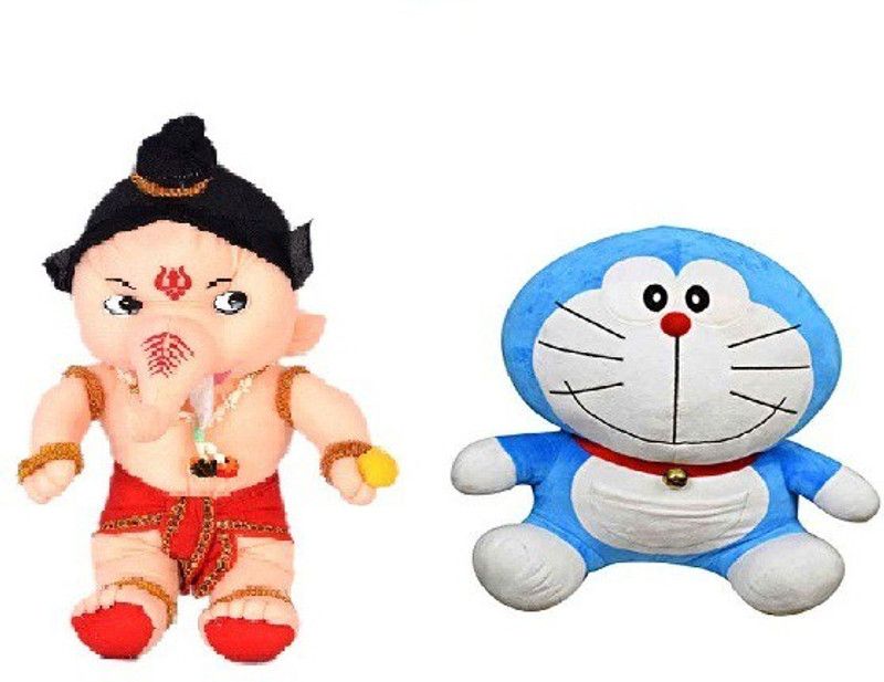 VRV Soft Toy Combo Of Ganesha and Doramon 25 - 20 cm  (Multicolour)