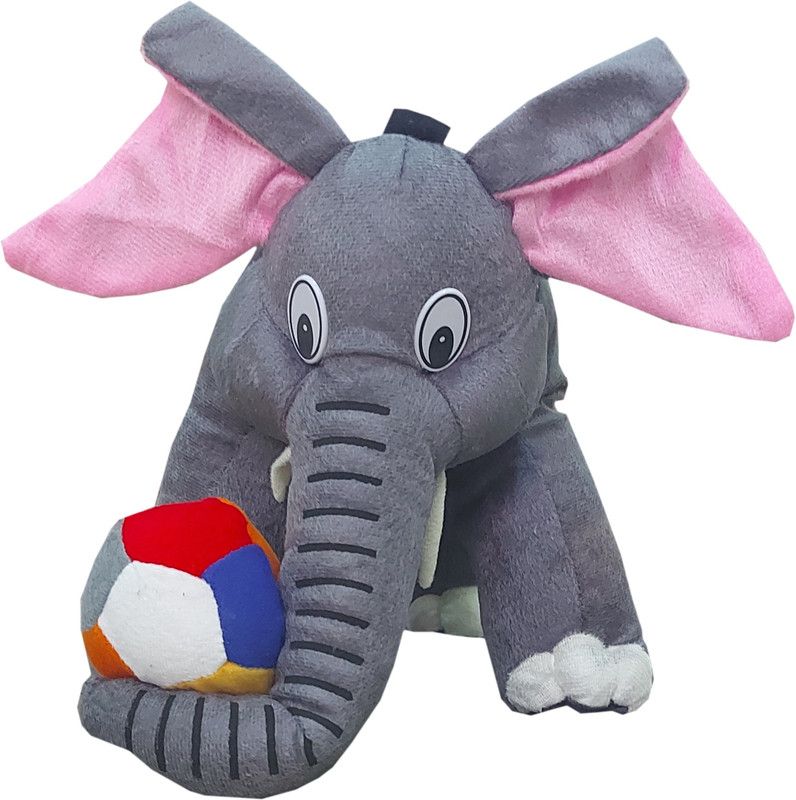 Kuku Toys Elephant Soft Toy for kids with Ball Stuffed Toy Plush for Kids ( Pack of 1 ) - 45 cm  (Grey)