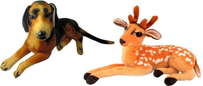 Alexus Deer And Sitting Dog - 32 cm  (Multicolor)