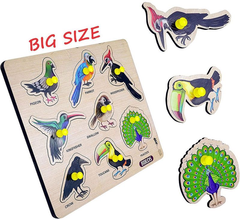 vworld Big 3D Birds Wooden Puzzle Toys for Kids 3 + Jigsaw Puzzles for Baby  (8 Pieces)