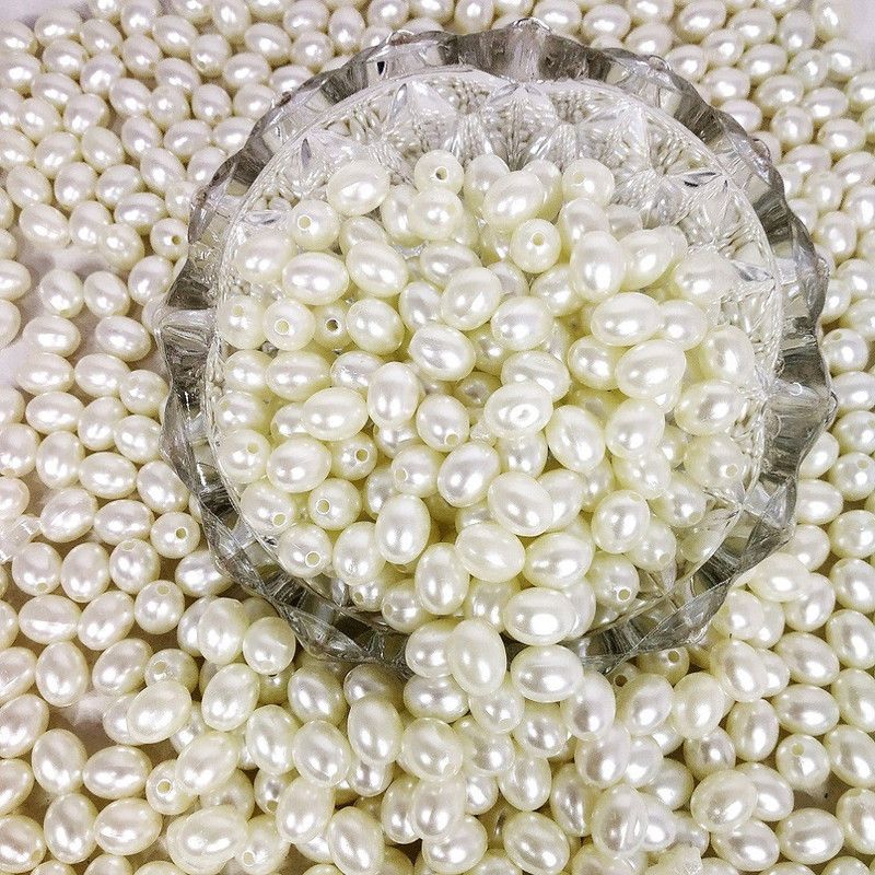 Airtick Pack of 300 Gram (480 Pcs Approx) 10mm White Oval Shape Moti Balls Pearl Bead