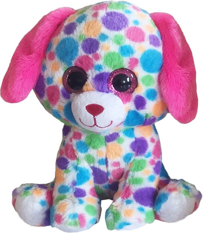 My Baby Excels Colourful Dog Plush with Sparkle Eyes 22cm - 22 cm  (Multicolor)