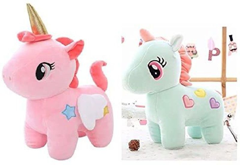 Bakku Toys Teddy bear soft toys set off 2 fly unicorn girls and kids item - 28 cm  (Multicolor)