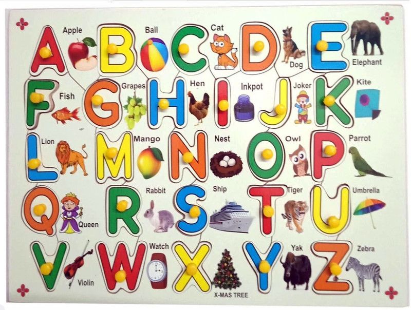 Kidosaurus Wooden Jigsaw Learning Puzzle Alphabets with Picture for Kids at their early learning age, suitable for 2 to 6 years old  (Multicolor)