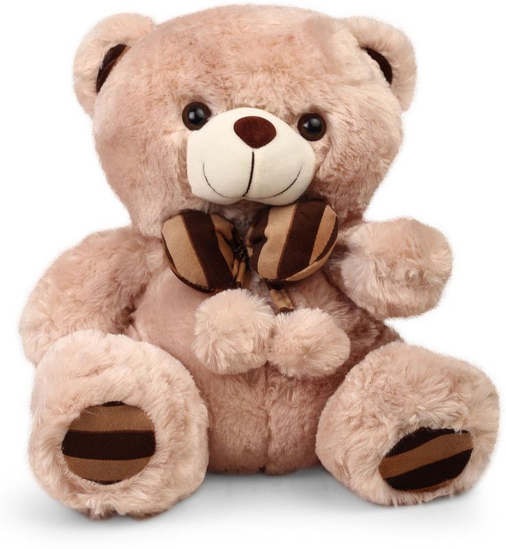 My Baby Excel Bear with Bow and Printed Paws 37 cm Honey Brown Colour - 37 cm  (Brown)