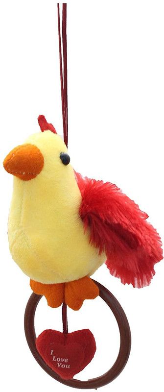 Tickles Parrot with Ring Soft Stuffed Plush Animal Toy for Kids - 20 cm  (Yellow and Red)