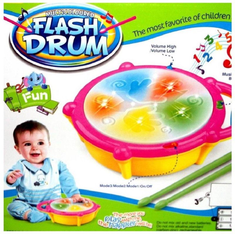 Toys spot Flash Drum atrractive music toy  (Multicolor)