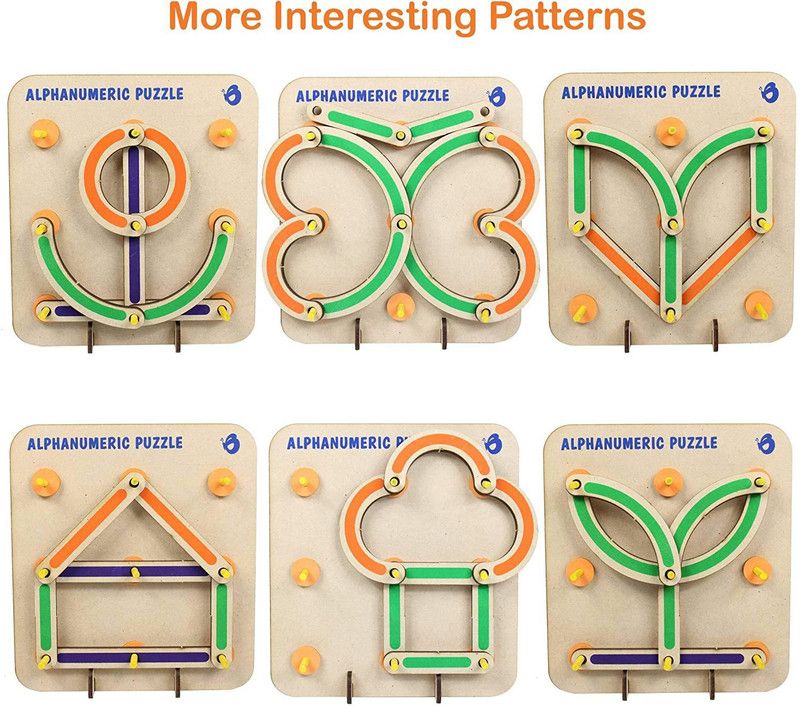 Kp Enterprise Wooden Construction Puzzle Slat Assembly Shape Colorful Creative Learning Block  (Multicolor)
