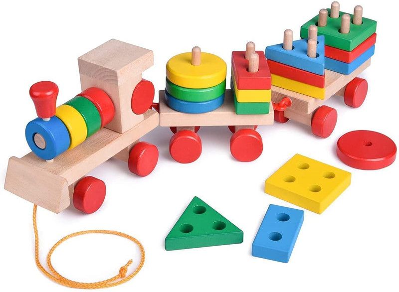 Whiz Kids Wooden Shape Color Sorting Blocks Puzzle Stacking Sorter Educational Toy  (Multicolor)