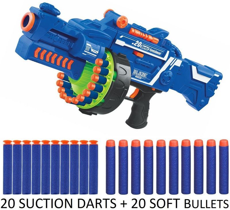 QWICK CLICK Blaze Storm Soft Assemble Bullet Automatic Gun, 40 Darts Included Guns & Darts Guns & Darts  (Blue)