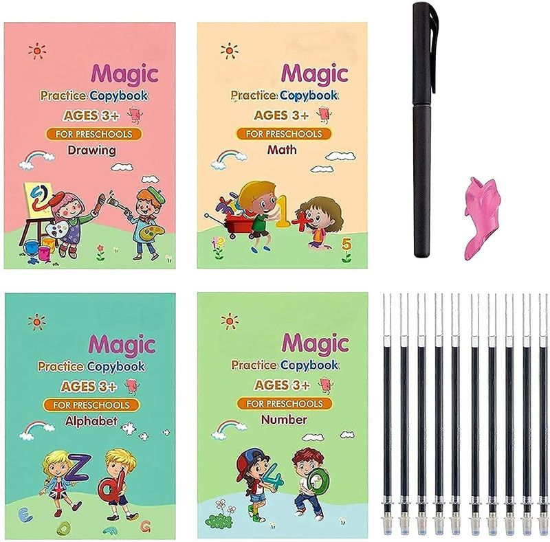 himanshu tex Magic Practice Copy Book for Pre-School Kids, Re-Usable Drawing book  (Multicolor)