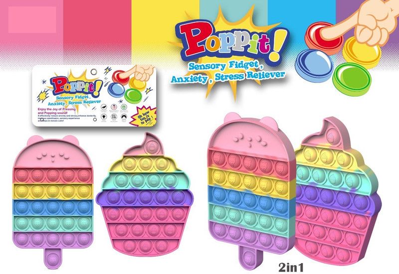 WONDER CREATURES Push Pop It Bubble Sensory Fidget Toy Silicone Ice Cream Candy & Fidget Keychain | Relief Stress Suitable for All Ages | Toys for Kids Adults Party & Fun Games Board Game  (Multicolor)