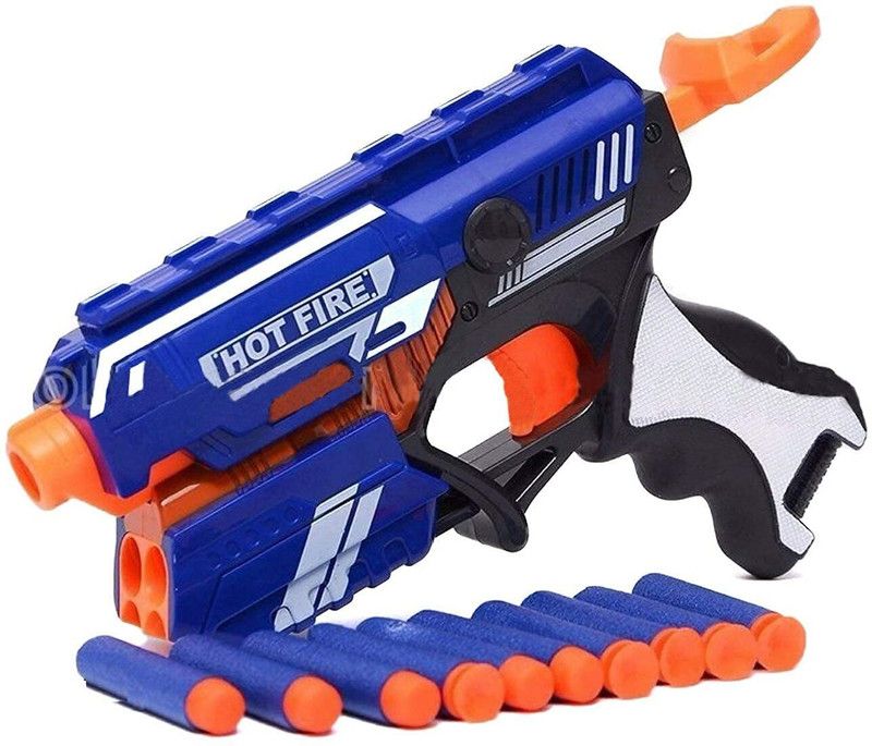 toyboyzone Hot Fire Soft Bullet Gun Toy with 10 Safe Soft Foam Bullets, Boys Girls Toys Guns & Darts  (Multicolor)