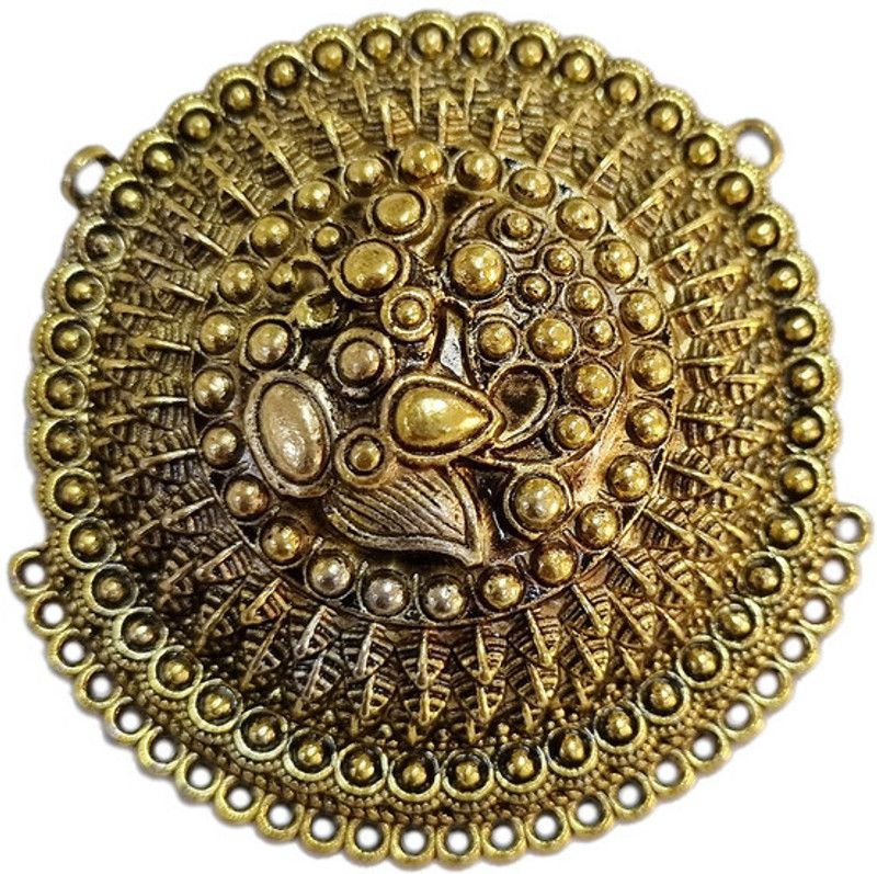 JPM Beads Golden Gold Floral Round Ethnic Pendants Large Large big 60mm (4Pcs)