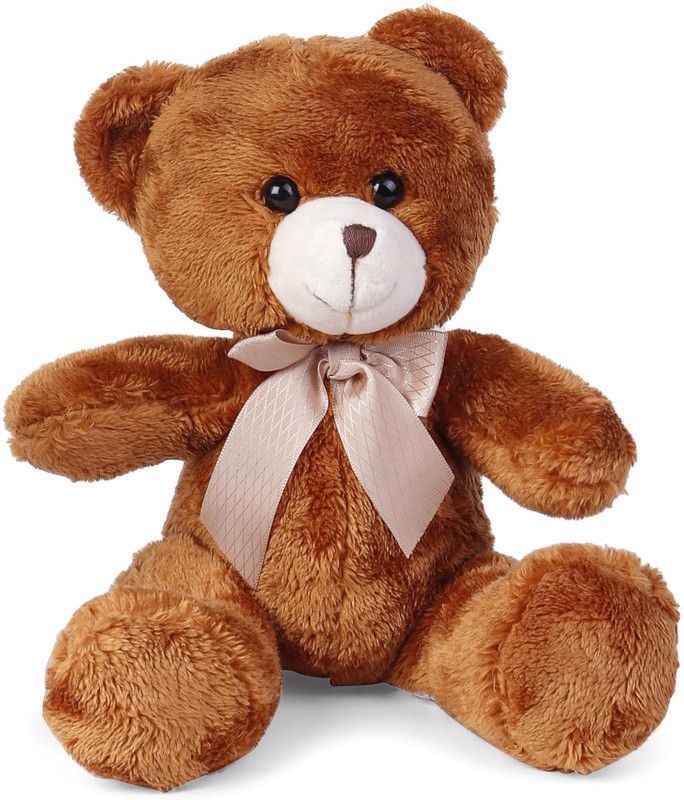 My Baby Excel Bear Plush Dark Brown colour with Ribbon 18 cm - 18 cm  (Multicolor)