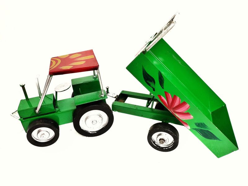YOGI SELLING Metal tractor with designable and colorful Trolly (multicolour), Unbreakable Large and Long lasting Toy cum Show piece (Multi-Color)  (Multicolor, Pack of: 1)