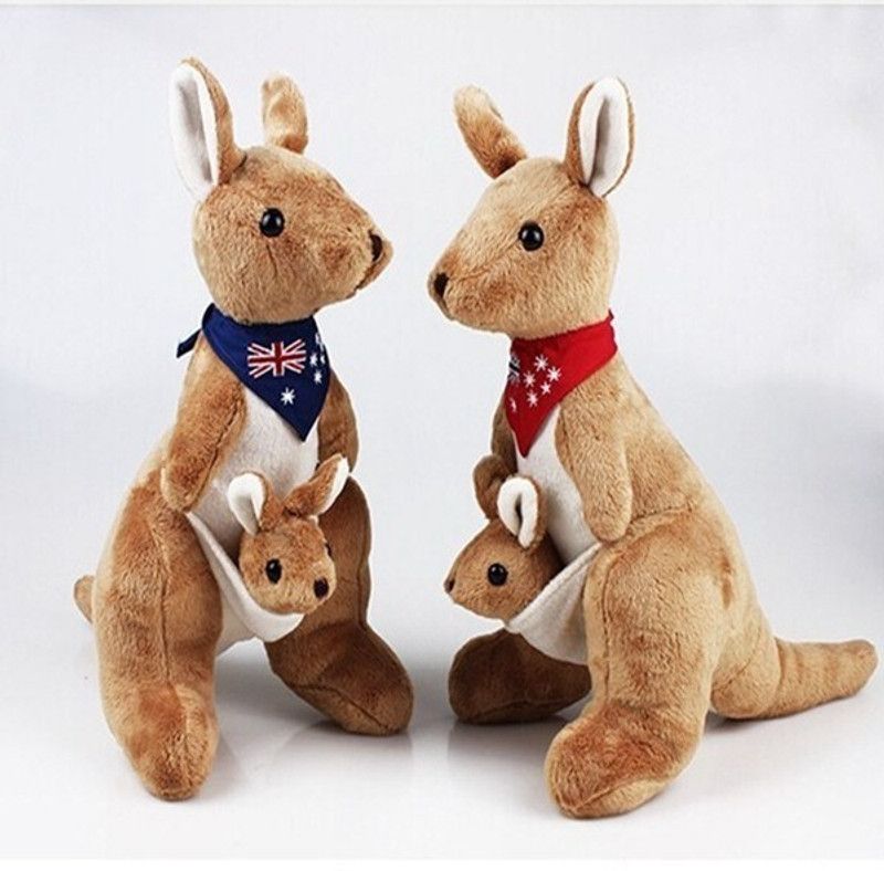 Luipui Toys Kangaroo with Baby Soft Toys for Babies Soft Washable Plush Animal Figure Toys for Kids Set Of 2 - 30 cm  (Multicolor)