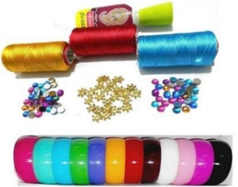 Udhayam Silk thread Bangle-making kit with decoration item full bangle box (2.8 size)