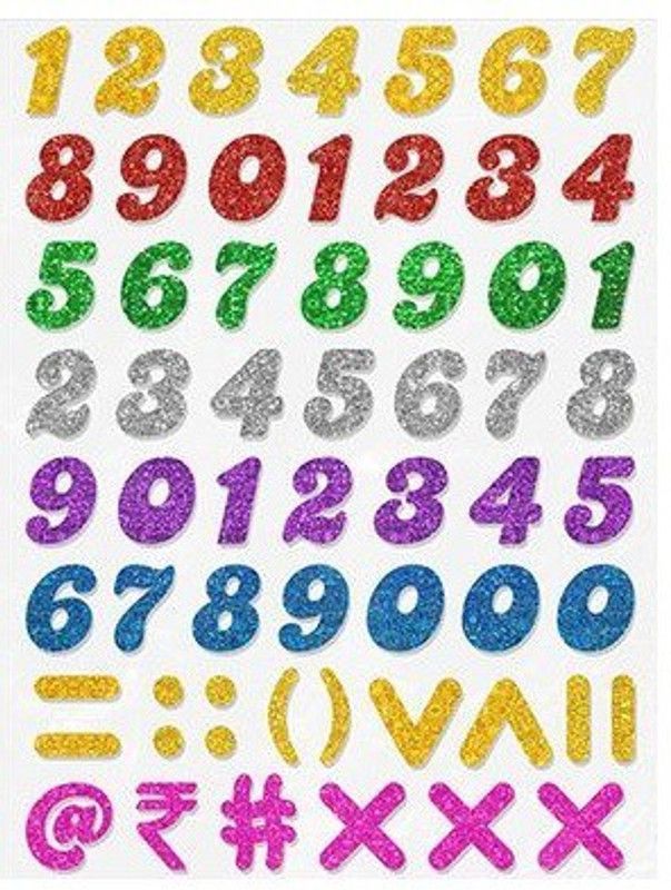 vahvaa Sparkle Numeric Designed Glitter Sticker Used For Making Scrap Book And Projects